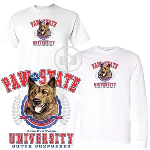 Dutch Shepherd Dog Paw State University Short / Long Sleeve White T Shirt - Picture 1 of 3