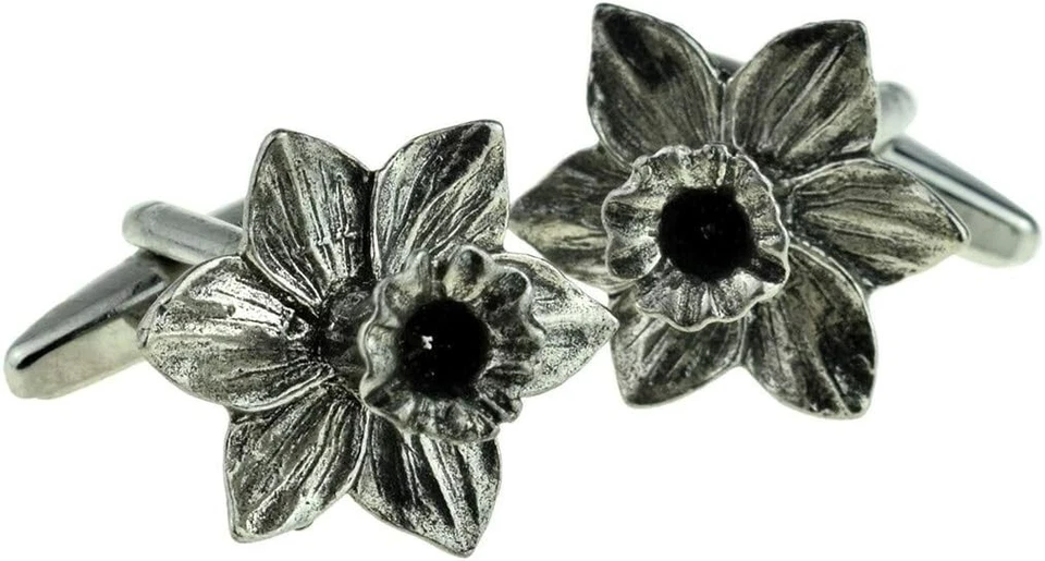 Gemelos de flor de narciso galés de peltre presentados en caja XWCL102 Foto 1 de 1