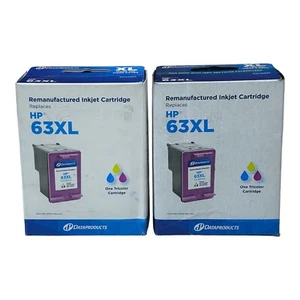 (2) Dataproducts Tri-Color XL High Yield Single Ink Cartridge for HP 63XL Ink - Picture 1 of 3