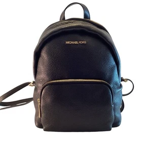 Michael Kors Rucksack Erin schwarz gold Akzente genarbtes Leder Tasche Medium 12" - Bild 1 von 14