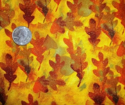 Thanksgiving Autumn Fall Cotton Glitter Quilting Fabric David Textiles REMNANTS - Image 1 of 4