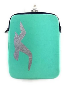Hollister Tablet Case Zip Cover Glitter Seagull Bling Padded iPad Aqua - Picture 1 of 1