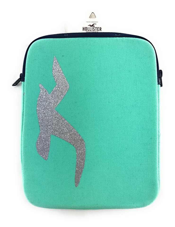 Hollister Tablet Case Zip Cover Glitter Seagull Bling Padded iPad Aqua - Image 1 of 1