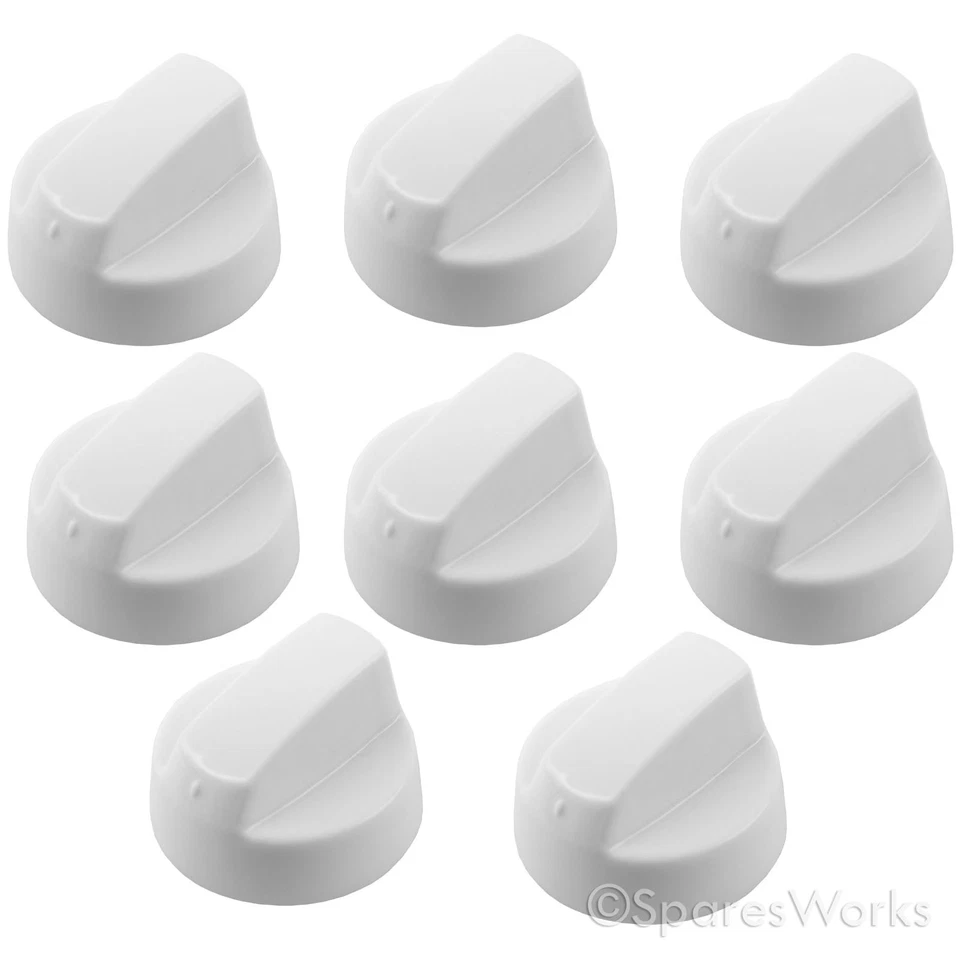 SPARESWORKS 8 perillas interruptor de control de placa caliente para horno blanco BUSH