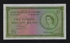 CYPRUS 5 Pounds 1956 P-36 EF-AUNC ENGLAND - Picture 1 of 2