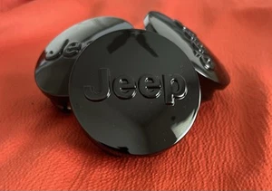 4x 63mm Jeep Gloss Black Wheel Center Caps Fits Grand Cherokee Wrangler Compass - Picture 1 of 4