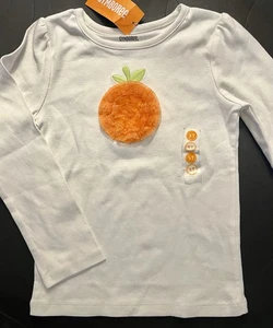 Neu mit Etikett Mädchen 5T Gymboree Chiffon KÜRBIS Top! Baumwolle weiß langarm! Sehr selten! - Bild 1 von 2