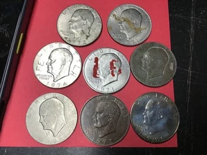 Lote de 8 monedas - Lote de sacrificio de dólares Eisenhower 'IKE' 1971-78, cara de $8 - Imagen 1 de 2