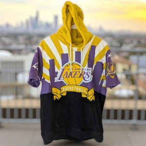 Ultra Game M Los Angeles Lakers NBA Basketball LA Skyline short sleeve Hoodie - Picture 1 of 9