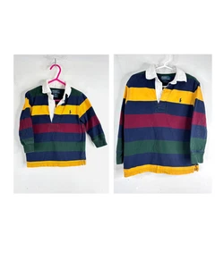 Polo Ralph Lauren Christmas Striped Rugby Shirt Brother Set 18M 4T Elbow Patch - Picture 1 of 17