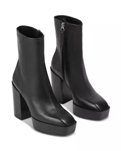 Aeyde Women's Berlin Square Toe High Heel Platform Booties SZ EU39 Made in Italy - Picture 1 of 8