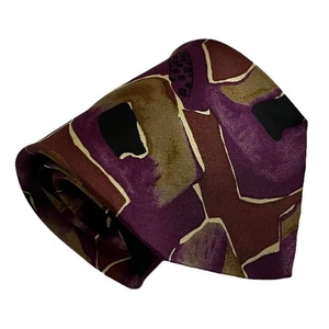 Robert Talbott Studio Purple Tan Brown Black Abstract Art Silk Tie - Picture 1 of 7