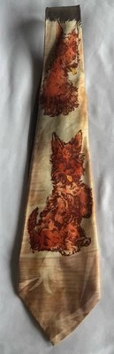 Vintage Necktie Hand Painted Two Dogs Terrier Orange Men’s Tie 4” W 48” L - Image 1 of 4