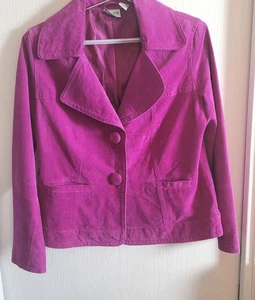 Chico's Talla 1 Chaqueta de Cuero Gamuza Púrpura Para Mujer Botones Hippie Boho - Imagen 1 de 11