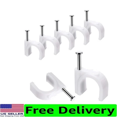 Clips de gestión de cables duraderos de 10 mm - 100 piezas clips de alambre blancos con clavos de acero Foto 1 de 4