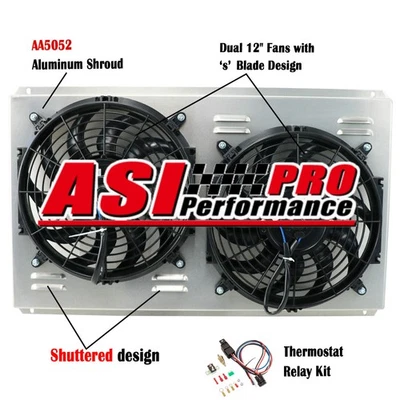 Ventiladores de cobertura de alumínio radiador para Chevy Blazer S10/C1500 GMC Jimmy Sonoma 96-05 - Imagem 1 de 4