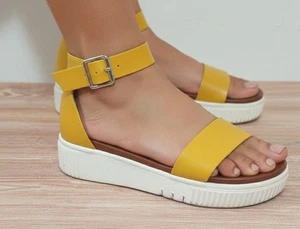 Mia sandali donna plateau ecopelle cinturino giallo senape taglia 8 - Foto 1 di 8