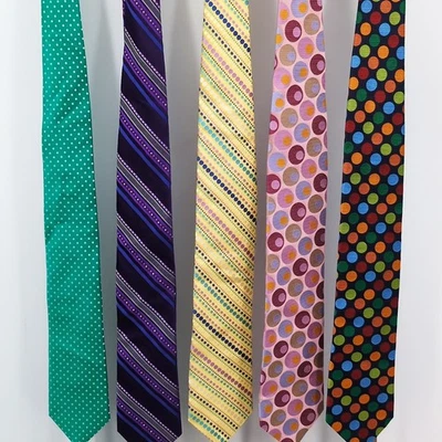 Ted Baker London Silk Neckties Men Polka Dot Striped Patterned Ties Bundle Lot 5 - Image 1 of 4