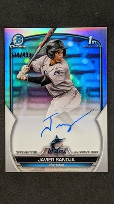 JAVIER SANOJA 2023 1st Bowman Chrome Auto #CPA-JSJ Refractor /499 Marlins - Image 1 of 2
