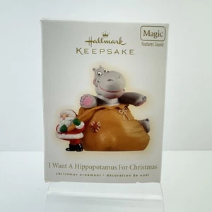 Hallmark Ornament "Voglio un ippopotamo per Natale" Magic Sound 2009 Nuovo con scatola - Foto 1 di 6