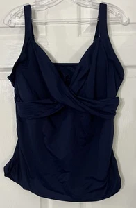 Camiseta tankini Lands' End para mujer cuello en V con aros azul marino talla 16 playa - Imagen 1 de 4