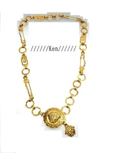 Collar CINTURÓN VERSACE GIANNI VERSACE AUTÉNTICO MEDUSA 80 cm De Colección Raro Medalla de Oro FS - Imagen 1 de 12