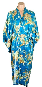 Accappatoio kimono giapponese vintage lungo blu TUTTO cotone longevità copri ventole - Foto 1 di 7