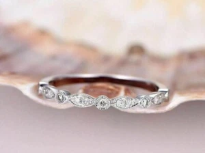 1Ct Round Lab-Created Diamond Eternity Wedding Band Ring 14K White Gold Plated - Picture 1 of 5