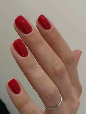 24pcs Short Burgundy Fake Nail Kit False Nails Press On Nails Glue On Nails - Image 1 of 4