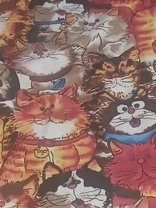 LARGE FIESTY CATS CAT FABRIC - 35 INCHES - 100% COTTON - Picture 1 of 6