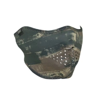 拉丝猎人绿色棕褐色迷彩氯丁橡胶半脸面具骑手狩猎 — 第 1/4 张图片