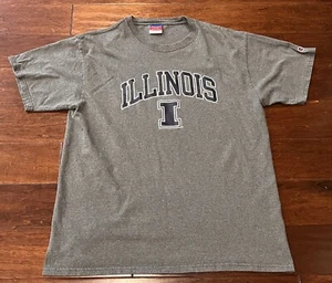 Vtg Champion Illinois Fighting Illini Gray Blue Mens XL Graphic I Logo T Shirt - Picture 1 of 9