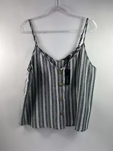 Cotton On Striped Blue White Adjustable Sleeveless Striped Top Womens Sz XL NWT - Picture 1 of 10