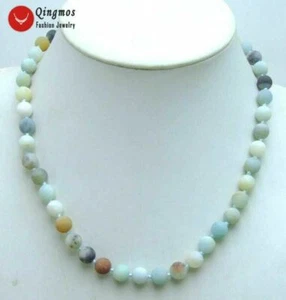 Collana Amazzonite 8mm Rotondo Gelo Blu Mix per Donna Chokers 17" Gioielli n5828 - Foto 1 di 9