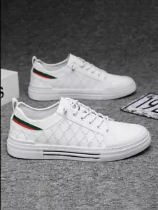 Lace Up Low Top Sneakers Casual Comfortable Breathable Walking Shoe Letter Print - Picture 1 of 6
