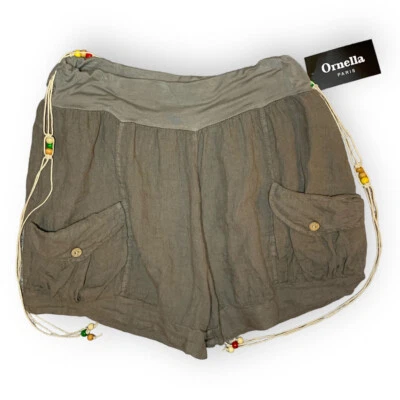 Новые женские коричневые шорты Ornella Paris размер L с ремнем, карманами и пуговицами (B1) - Изображение 1 из 4