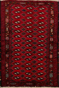 Nomadic Geometric Balouch Afghan Oriental Area Rug Wool Hand-Knotted 3x5 Carpet