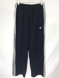 Mens Adidas Training Running Athletic Pants Lined Size L Black White Stripes  - Picture 1 of 8