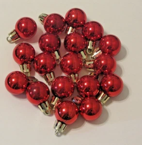 Red Christmas Mini Ornaments 1" Non Shatter 25mm Shiny Balls Decorations 18pcs - Picture 1 of 2