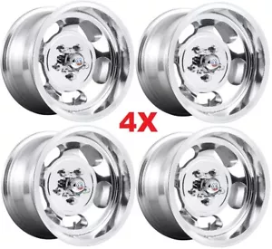 15 15X8 POLISHED WHEELS RIMS C10 C-10 DISH US MAGS INDY U101 KIDNEY BEAN 5X5 - Picture 1 of 7