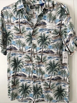 Hawaiian Shirt Campia Mens M Tropical Palm Trees Casual Rayon Pocket Button S/S - Image 1 of 4
