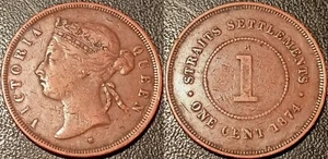 Straits Settlements Malaisie Colonie Britannique - Victoria - 1 cent 1874 H KM#9 - Picture 1 of 1