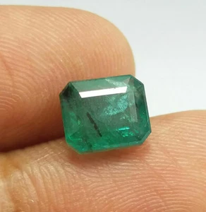 2,64 carati naturale bellissimo verde ricco Zambia alta qualità 8x7 mm taglio smeraldo - Foto 1 di 12
