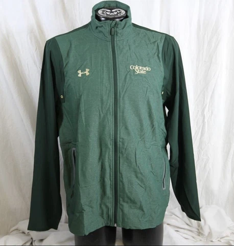 NWT Colorado State Under Armour Jacket Men's XL CSU Rams Full Zip Green Cover