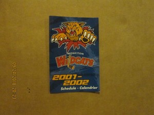 QMJHL Moncton Wildcats Vintage Circa 2001-2002 Logo Hockey Pocket Schedule