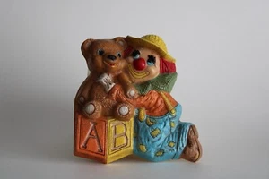 Vintage 1985 Homco Clown mit Teddybär Kidcore Zirkus 3D Wandbehang - Bild 1 von 2