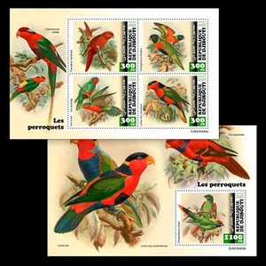 Parrots MNH Stamps 2023 Djibouti M/S + S/S - Picture 1 of 3