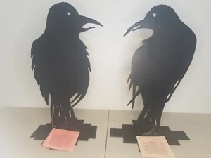 Handmade Welded Black Crow Raven Metal 3D Figure Artist Signed Goth Wicca Vtg - Picture 1 of 9