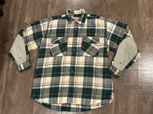 Camisa Woolrich Para Hombres Grande Verde Franela a Cuadros Parche con Botones en el Codo E1 - Imagen 1 de 7