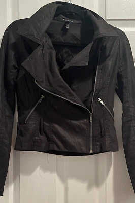 Womens Black Biker Zipup Long Sleeve Jacket Sz Small - Image 1 of 4